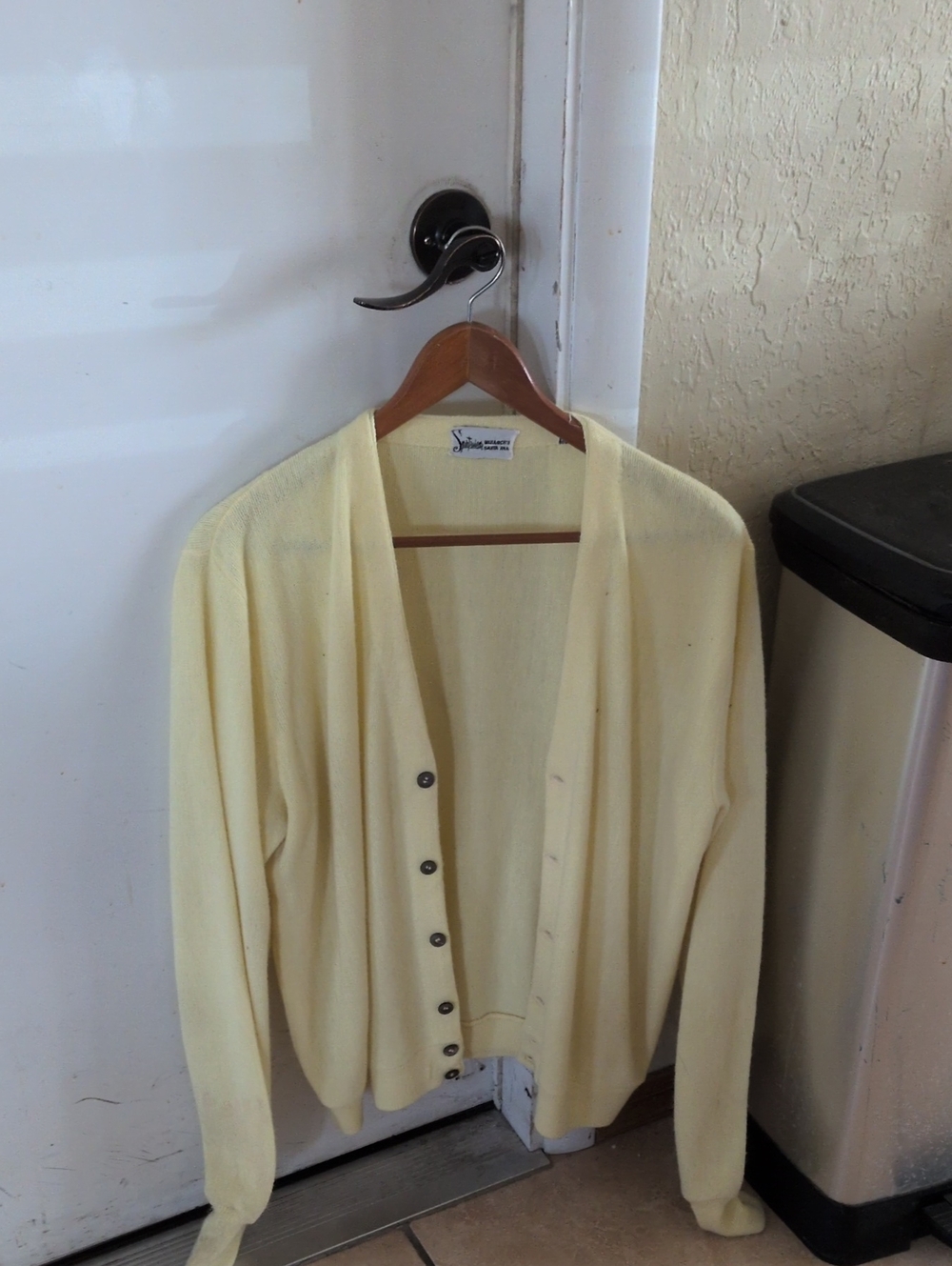Women's Pale Yellow Button-Front Cardigan Sweater